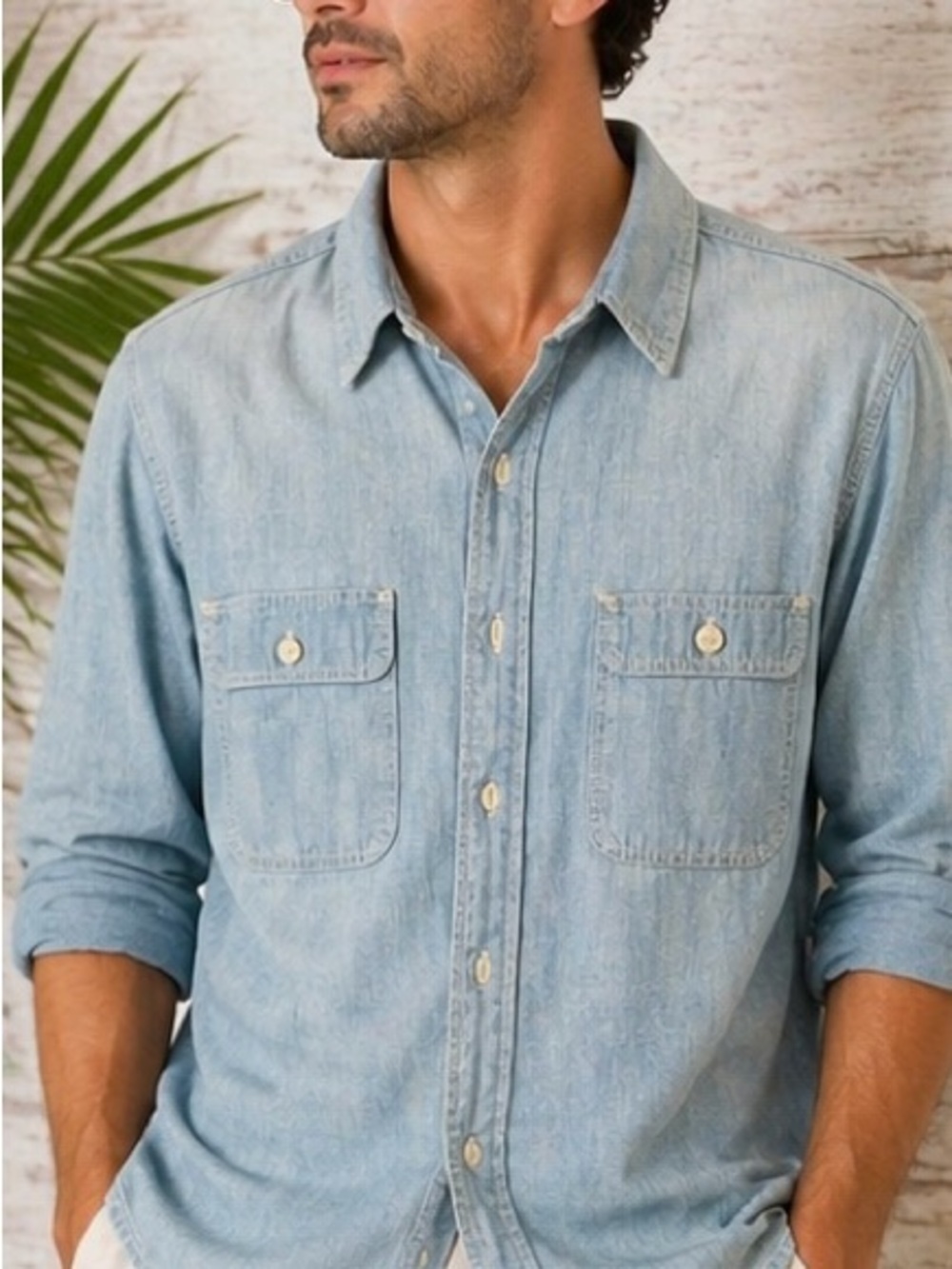 Polo Ralph Lauren Chambray Button Down Shirt XL | Authentic Dungarees Light Blue